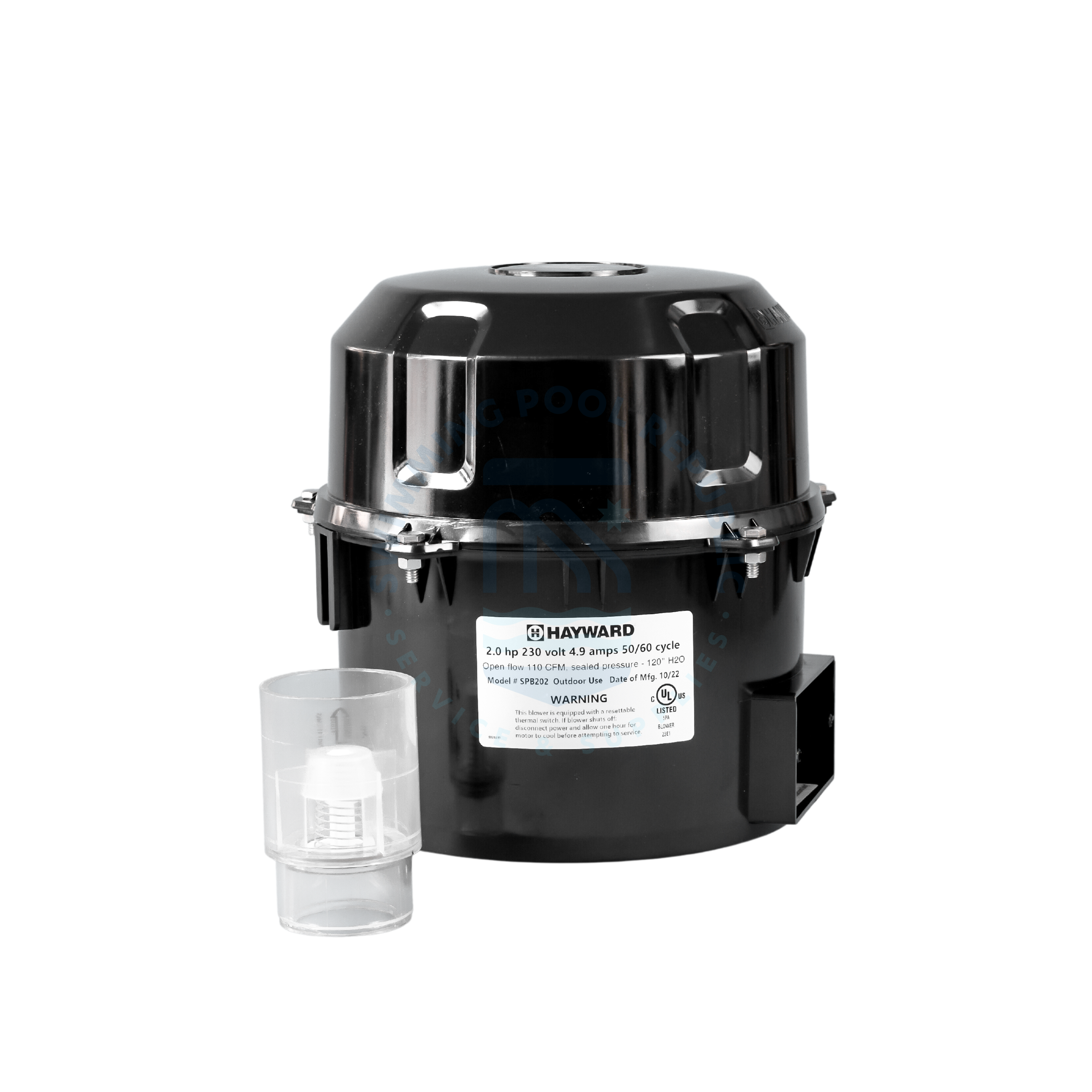 Hayward SPB202 Spa Blower – 2 PS, Schwarz, Mit Überlastschutz